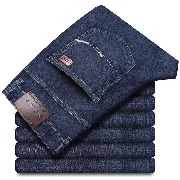 Jeans pour hommes de marque, coupe slim droite, en denim, décontracté chic, extensible, pour usage q