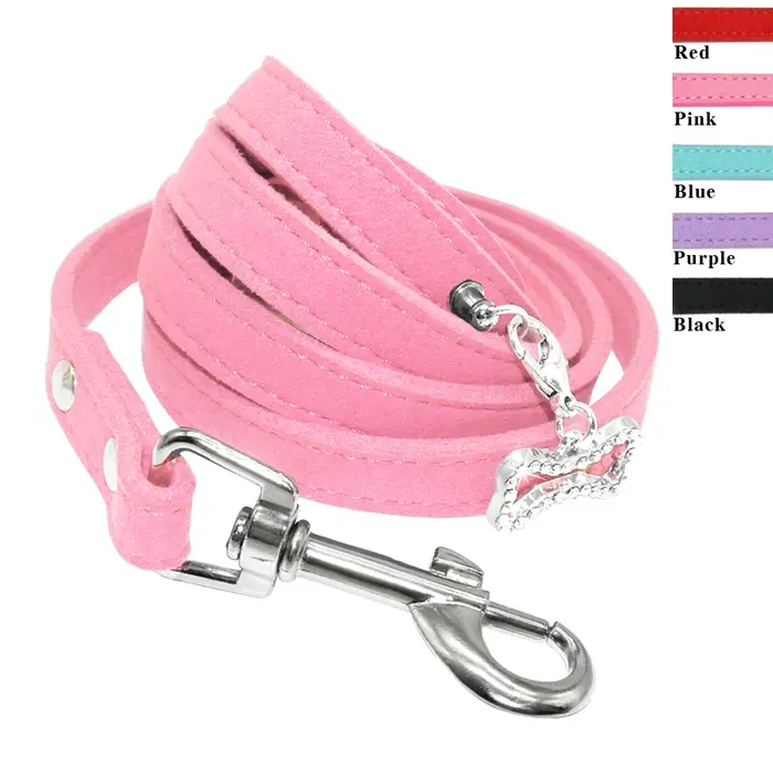 Laisse pour petit chien laisses en cuir suédé souple pour Chihuahua Yorkishire carlin petits chiens chats