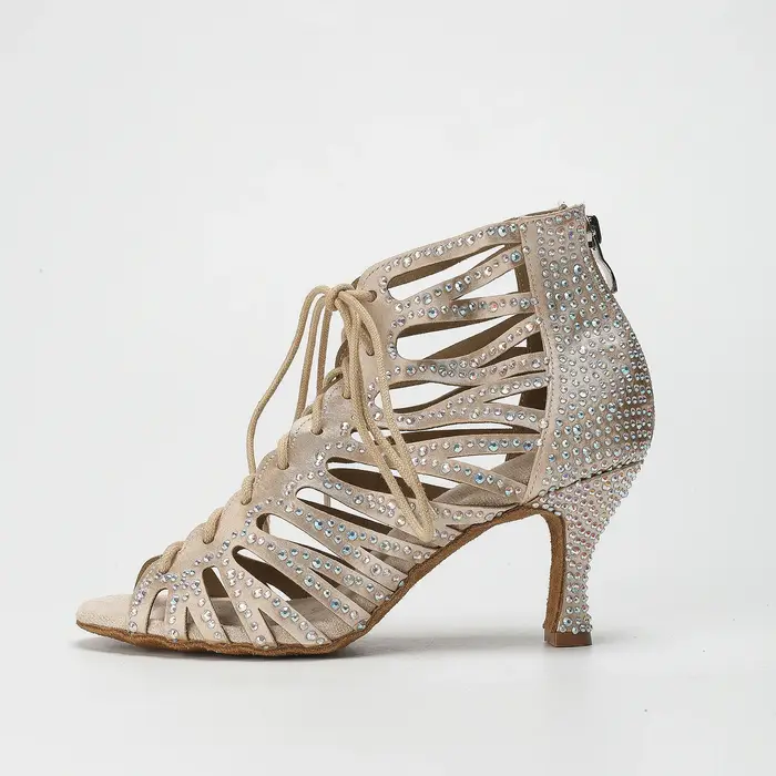 Ailove chaussures de danse à talons hauts de 7.5CM confortables en cristal satiné pour femmes, chaus