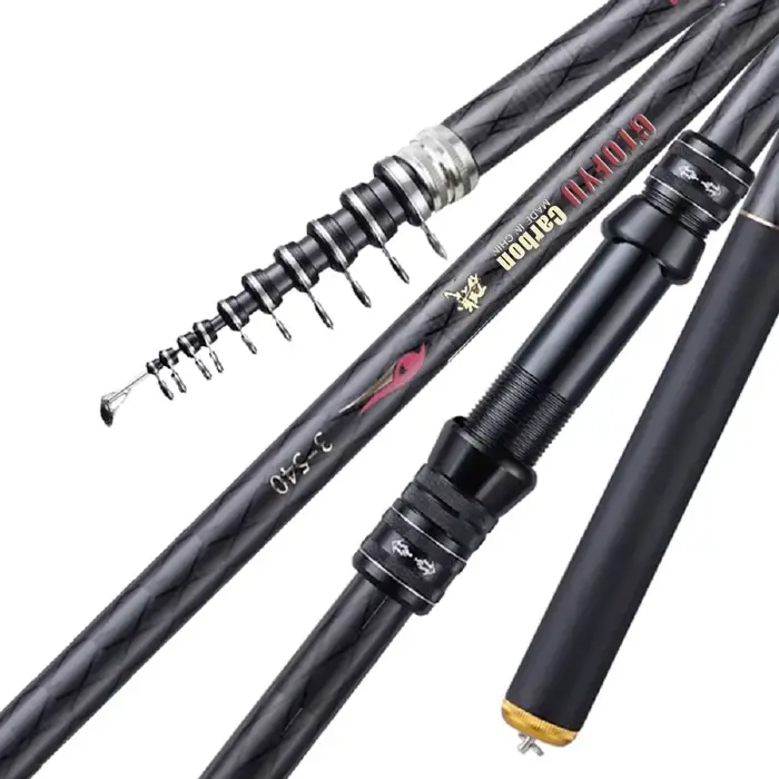 Canne Pêche Télescopique Carbone 2.7-7.2m Ultra Légère Lancer Leurres Carpe Voyage Mer Spinning Rod Polyvalente