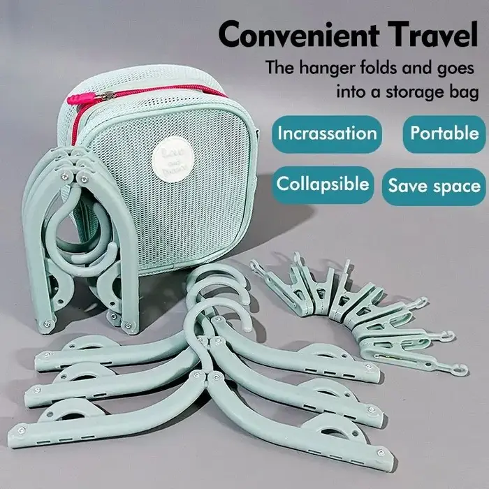 Cintre pliable avec sac de rangement, portable pour les voyages d'affaires, séchage de vêtements, adapté aux dortoirs et aux voyages