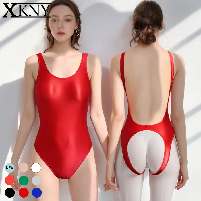 Maillot de bain XClocKNYoung en satin brillant, maillot de bain en soie brillant, body à haute élast