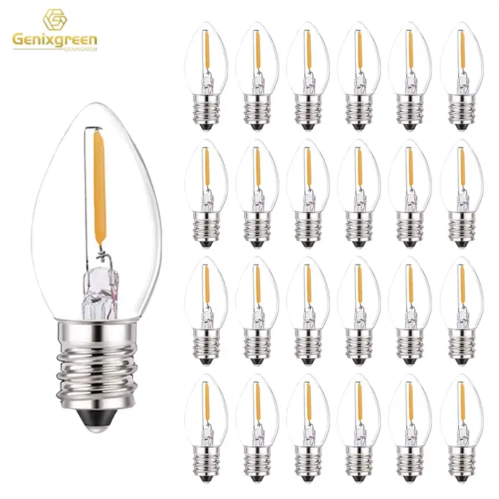Genixgreen C7 LED veilleuse ampoule 0.5W Dimmable E12 E14 Base blanc chaud 2700K lustre sel lampe re