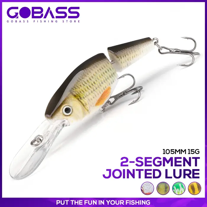 GOBASS-Leurre méné noir flottant articulé à 2 segments, appât Él, crankbait, accessoires de pêche, 1