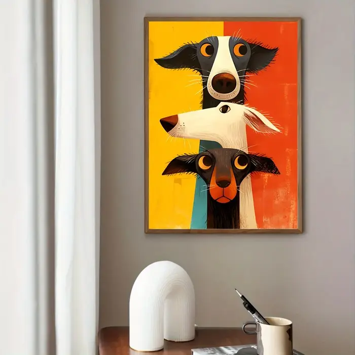 1 pièce d'impression sur toile de chien fantaisiste – Décoration murale abstraite sans cadre