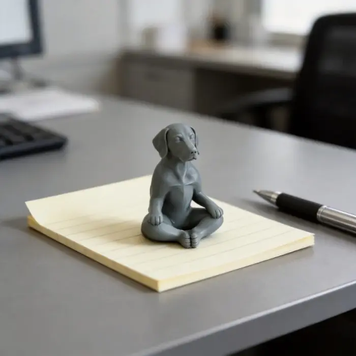 Figurine miniature de chien méditant en yoga