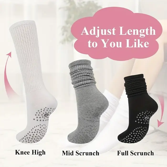 Chaussettes yoga double épaisseur 1/3 anti-dérapantes pour femmes - Confort respirant pour Pilates et entraînement