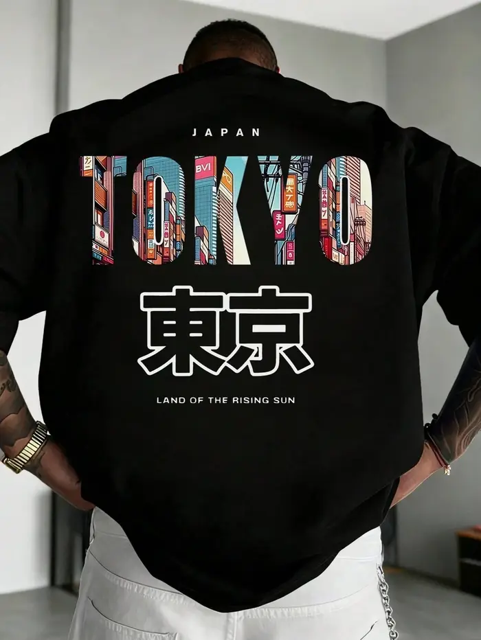 T-shirts en coton à imprimé lettres Tokyo Japon pour l'été, T-shirts à manches courtes pour hommes, 
