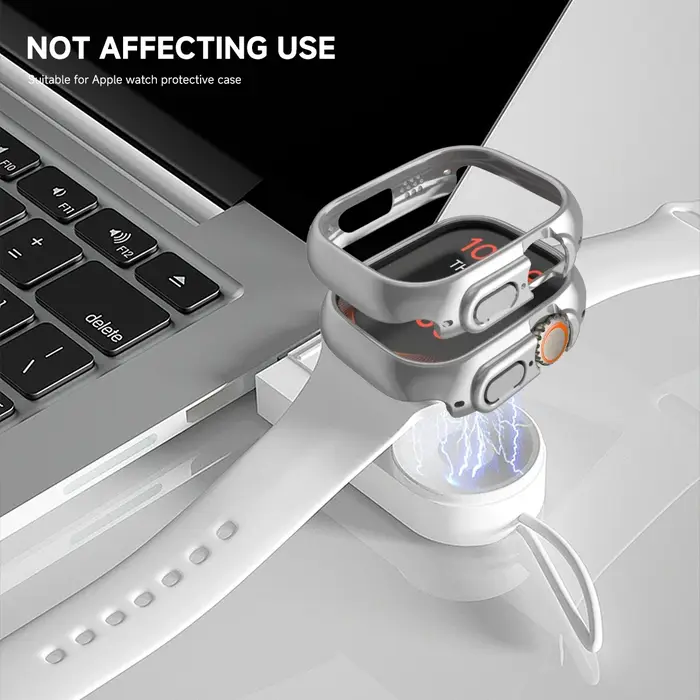 Cadre squelette Apple Watch 38-49mm plaqué avec coque PC dur - Protection avant arrière pour iWatch SE Ultra