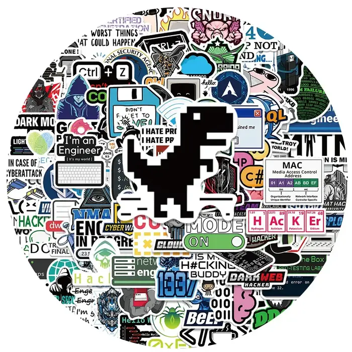 100 autocollants de sécurité informatique pour hackers