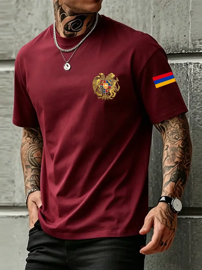 T-shirt pour homme avec imprimé du blason d'Arménie