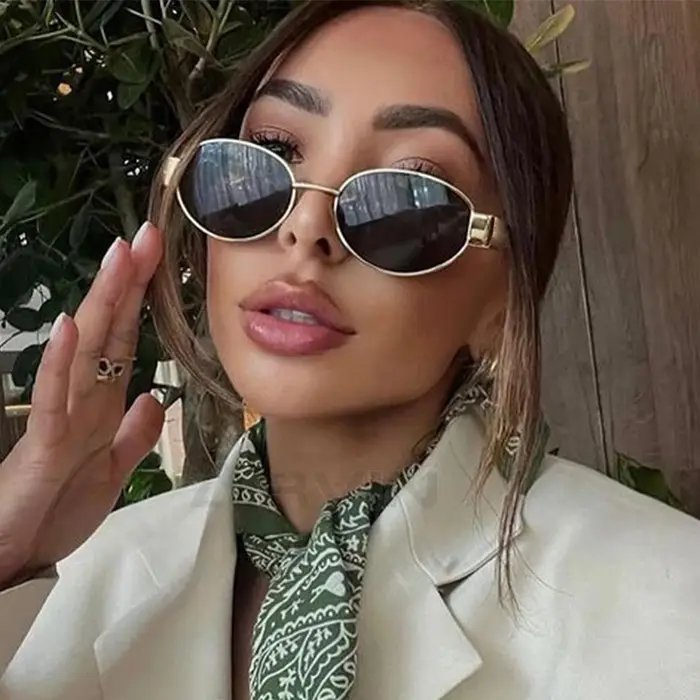 Lunettes de soleil ovales pour femmes, petites lunettes de soleil tendance, Design de luxe, monture 