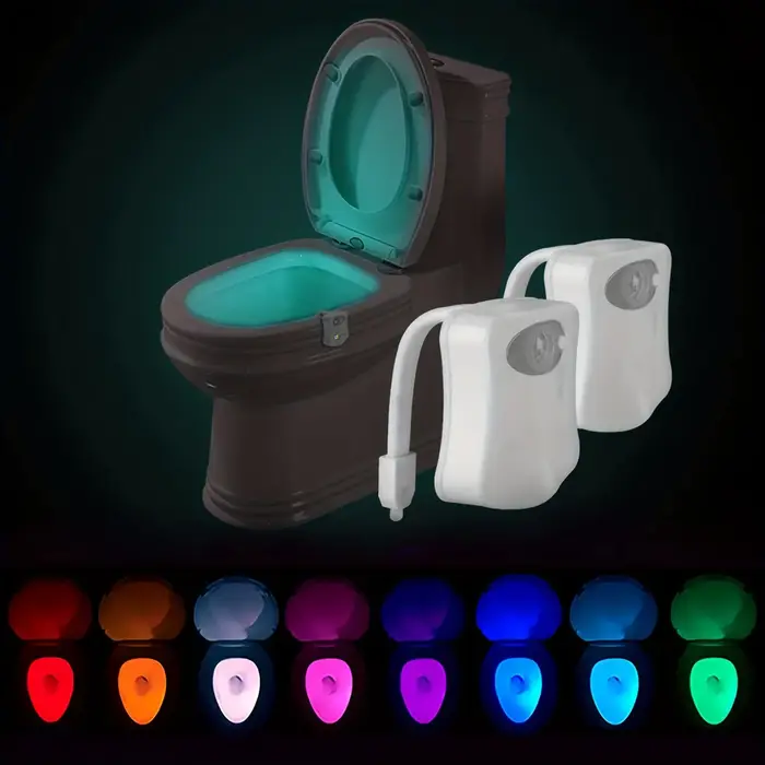 Veilleuse LED pour cuvette de toilette avec capteur de mouvement PIR, alimentée par batterie, 7 coul