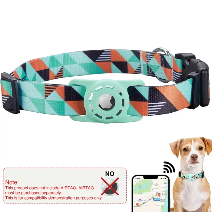 Collier pour chien AirTag, pour Apple AirTag, collier pour chiot en polyester avec support AirTag en