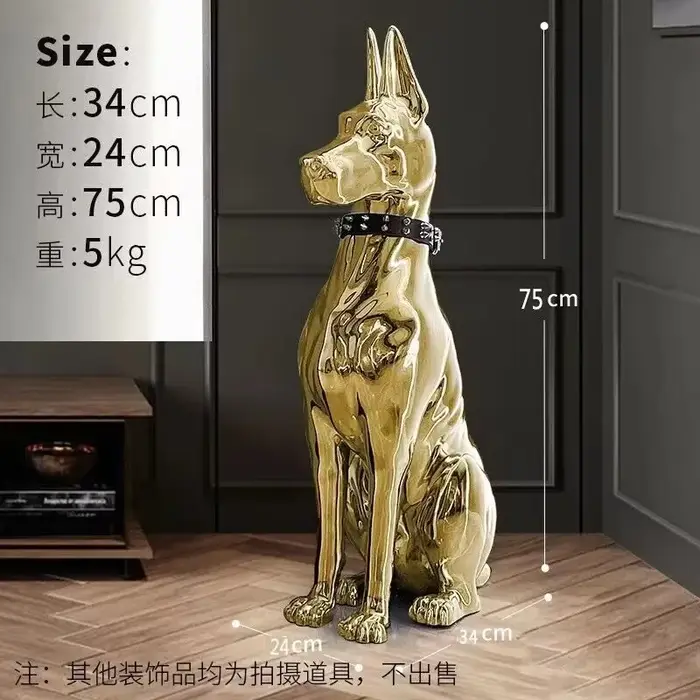 Décoration de sol moderne, chien électroplaqué pour villa, salon, porche, côté canapé, ornements de 