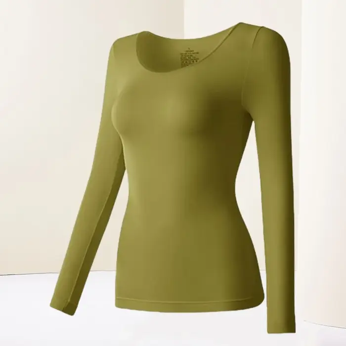 Sous-vêtement thermique femme automne hiver chemise à bascule T-shirt à manches longues mince haut t