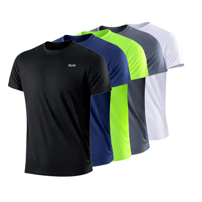 T-Shirt à manches courtes pour hommes, séchage rapide, course à pied, évacuation de l'humidité, col 