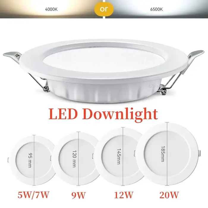 LED Downlight encastré plafonnier 7W 9W 12W 20W AC220V blanc froid LED projecteur pour salon couloir