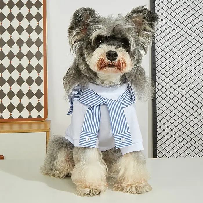 Printemps été petit chien de taille moyenne faux deux pièces chemise mignon animal de compagnie blanc T-shirt chiens