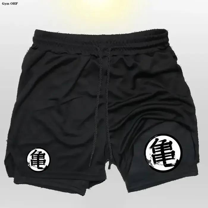 Goku Anime short de course hommes Fitness gymnastique entraînement 2 en 1 short de sport séchage rap