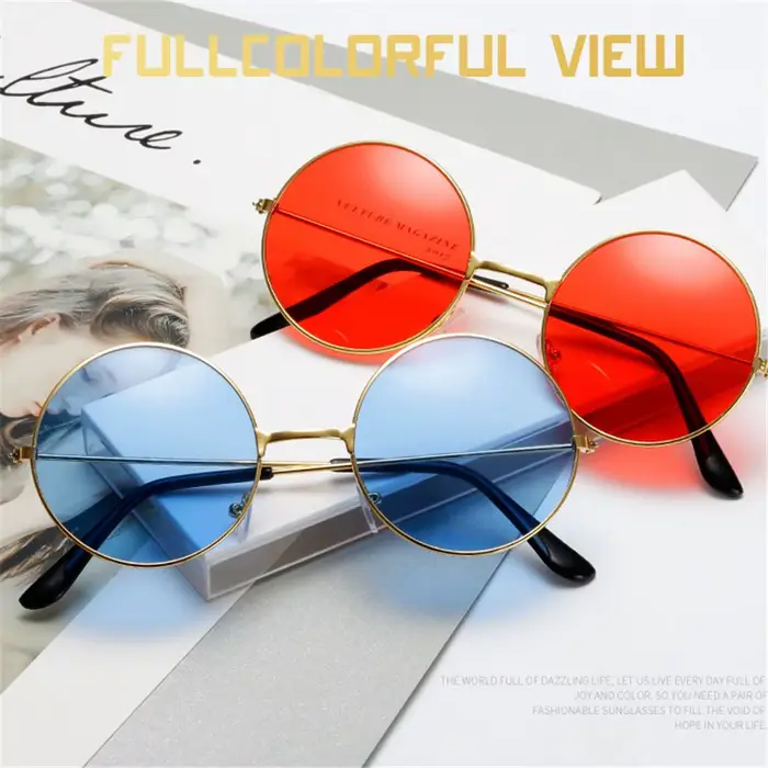 Lunettes De soleil Vintage UV400 pour femmes, verres solaires colorés à monture ronde, miroir en mét