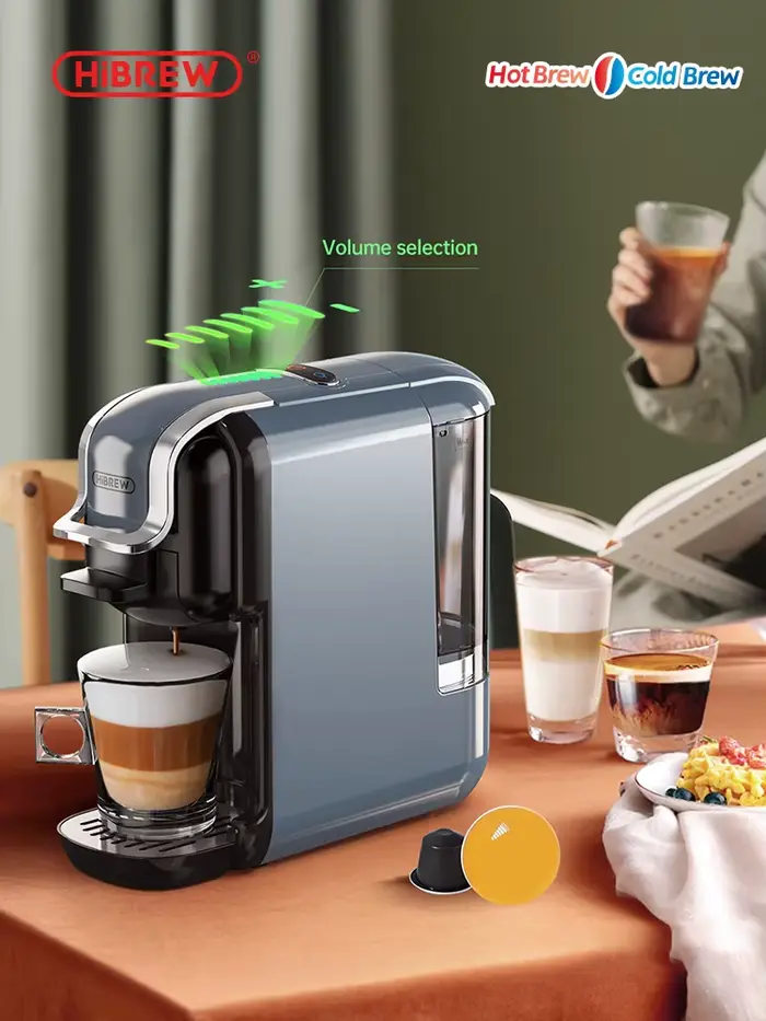 HiBREW Machine à café à capsules multiples, chaud/froid Dolce Gusto lait Nespresso Capsule ESE Pod c