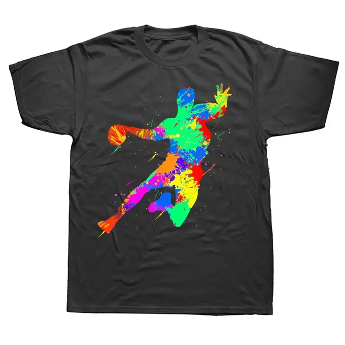 Conceptions drôles de joueur de Handball pour hommes femmes T-shirts hauts col rond à manches courtes mode t-shirt
