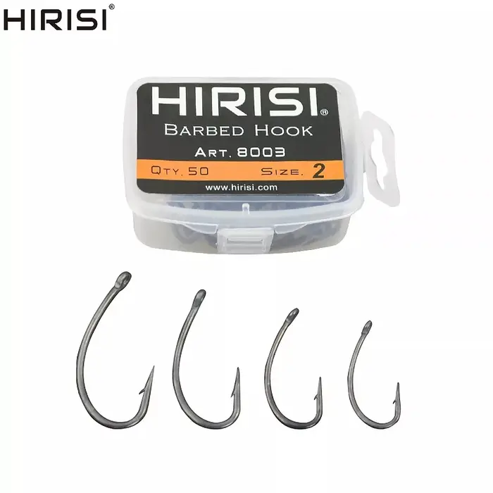 Hirisi 50pcs Hameçons Barbelé Revêtement en Acier Inoxydable à Haute Teneur en Carbone dans une Boît