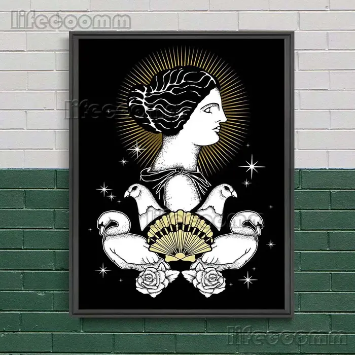 Affiche imprimée de déesse de la mythologie grecque païenne, déesse de la lune, chasse, décor artist