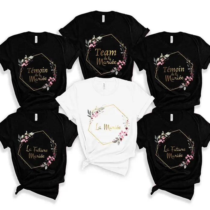 T-shirt de l'équipe des filles françaises, couronne graphique, hauts de mariage, adieu unique, enterrement de vie de jeune fille, EVJF, occaions spéciales