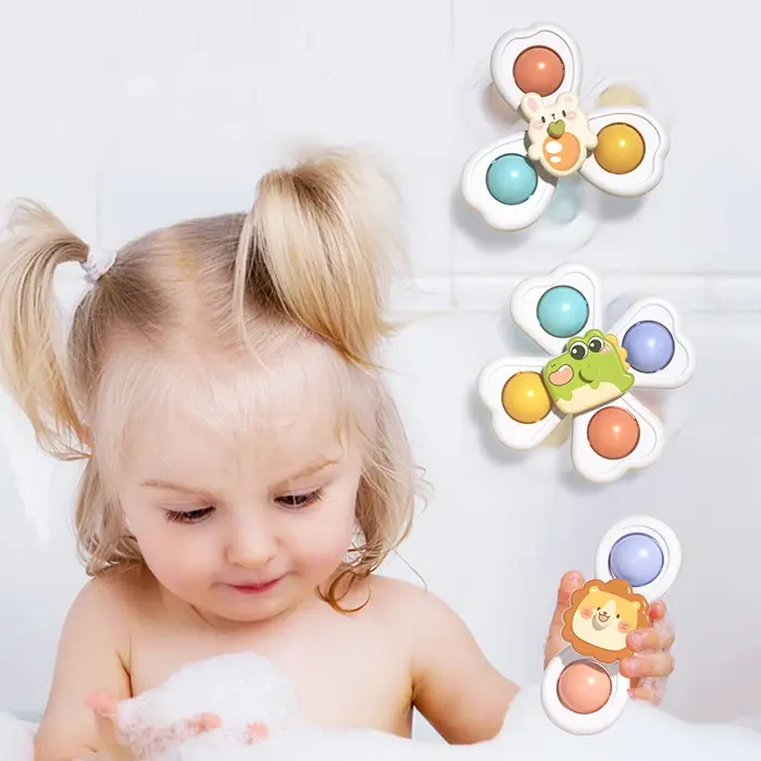 Ventouses 3 en 1, jouet toupie pour bébé, jeu de dentition pour bébé, soulagement du Stress, hochet 