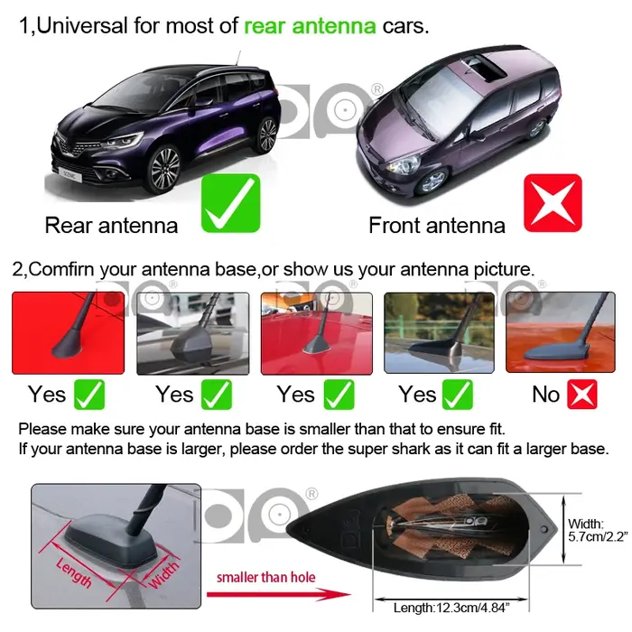 Antenne aileron requin universelle 5D - signal FM AM renforcé pour voiture 4x4 chasse Alfa Romeo