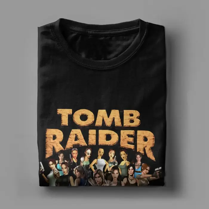 T-Shirt 100% Coton Homme Vintage Tomb Raider Décontracté pour Occasions Spéciales Hauts Retro Jeu Vidéo