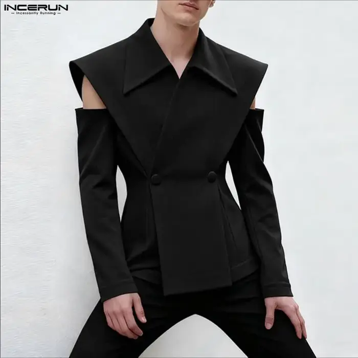 INCERUN hommes Blazer couleur unie revers à manches longues bouton décontracté homme costume Streetw