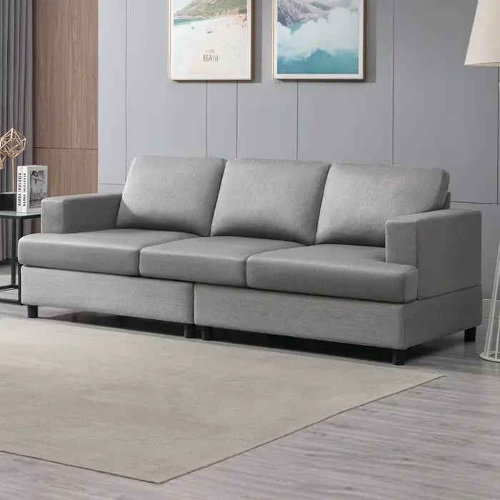 HORGgland-Canapé 3 places en tissu lin, confortable, moderne, pour salon