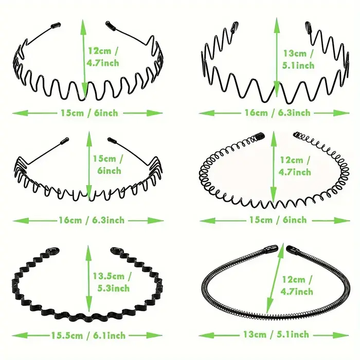 6 pièces bandeau en métal pour hommes femmes mode bandes de cheveux Sports de plein air antidérapant