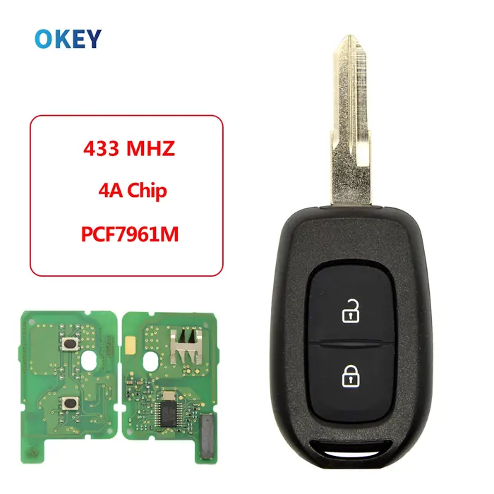 Okey clé de voiture à distance PCF7961M 4A puce 433mhz pour Renault Dacia Logan Lodgy Dokker Duster 