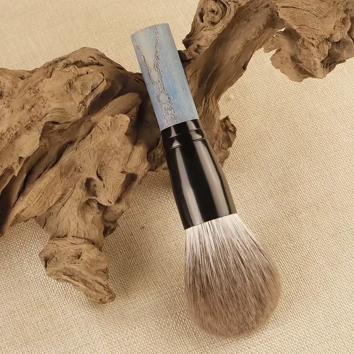 Pinceau à Poudre en Bois Massif, Série Star Moon, Poils de Renard Bleu, Poils d'Animaux, Design à la