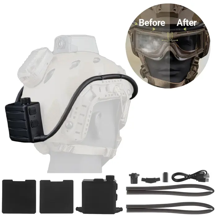 Ventilateur anti-buée sans fil pour lunettes airsoft - Système défogging tactique casque chasse vision claire