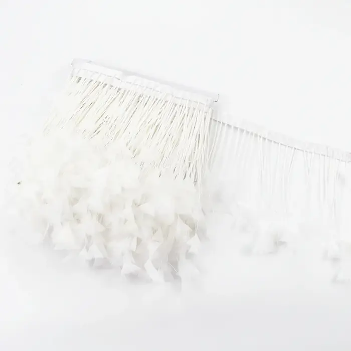 Plumes de Dinde Blanches sur Ruban, Garniture à Franges, Jupe 550, Décoration d'Oie, Artisanat, Ruba