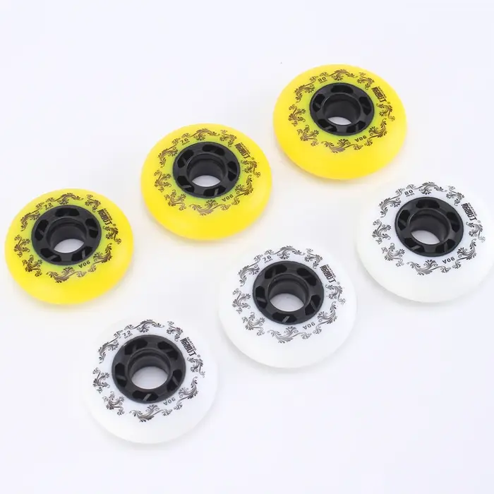 8 pièces blanc/jaune patins à roulettes roues 90A Freestyle pneu Durable 72mm 76mm 80mm patin à roul