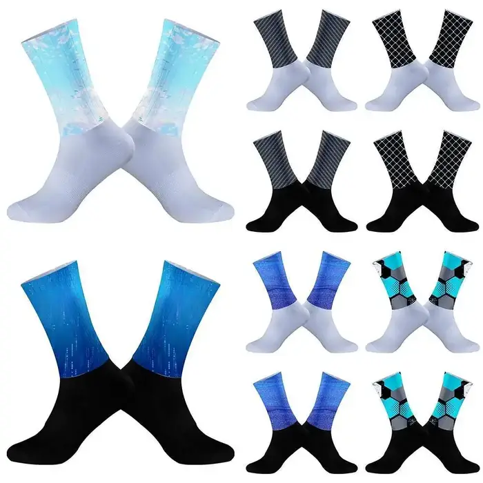 Chaussettes vélo chasse 2024 anti-dérapantes sans coutures respirantes hommes aérodynamiques