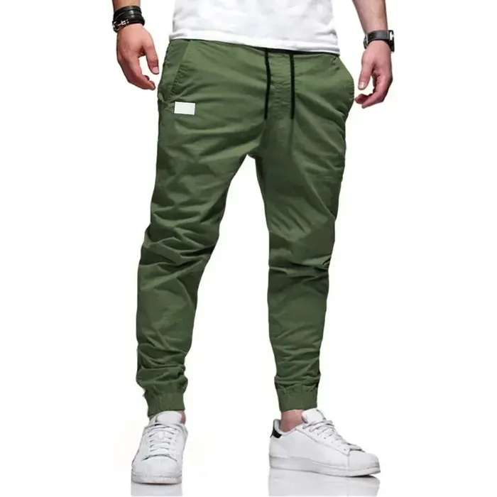 Pantalon cargo homme ample droit sport uni sweatpants grande taille joggers tissé décontracté