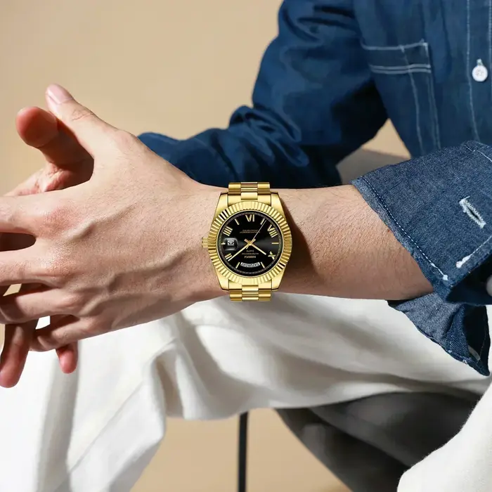 Montre homme NIBOSI luxe étanche jour date mouvement Miyota quartz acier pour chasseur élégant