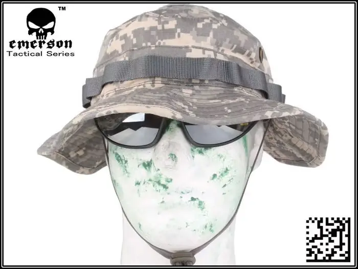 Chapeau de chasse EMERSON Boonie Woodland Marpat - Camouflage anti-déchirure tissu grille pour chasseurs