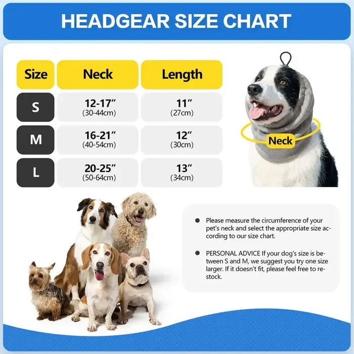 Cache-oreilles élastique réglable et confortable pour chien – Bandeau pour oreilles de chien, pour c