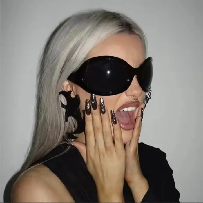 Lunettes oversize punk anti-lumière randonnée camping - Style Y2K femmes UV400