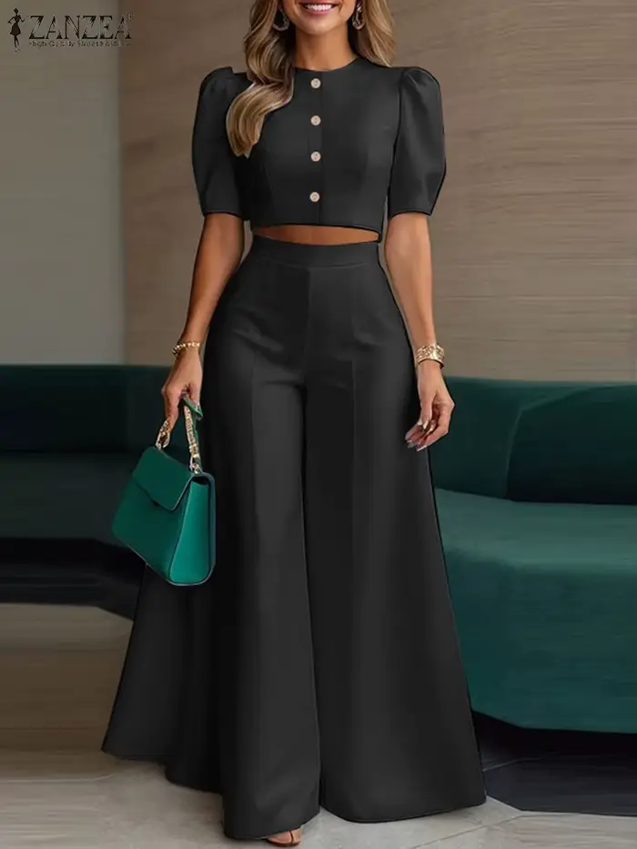 2025 ZANZA mode été pantalon costume 2 pièces femmes correspondant ensembles élégant à manches court