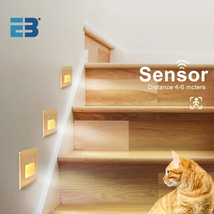 Led escalier lumière 4 couleurs PIR capteur applique murale AC110V 220V encastré pied couloir étape 