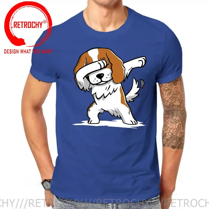 Dab Cavalier King Charles Spaniel T-shirt pour homme, impression d'anime drôle, chien Dab Cavalier, adolescent, t-shirt de dessin animé pour homme